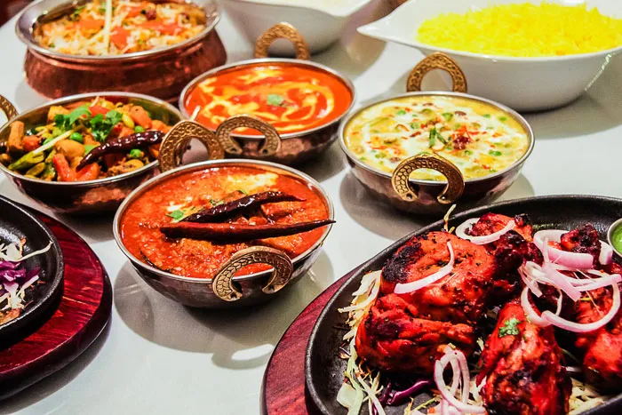Indian food spread at Lotus Fine Indian Cuisine Calgary